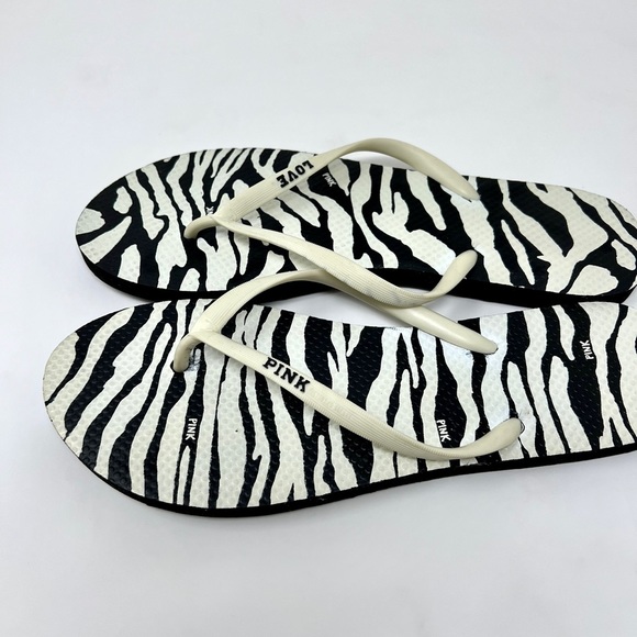 🔥VS PINK Zebra Flip Flop Sandals Size L - Picture 9 of 12